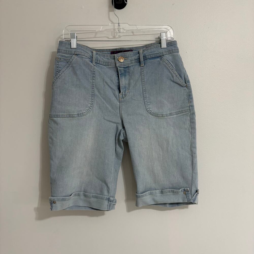 Gloria Vanderbilt Bermuda Jean Shorts 8 Light Wash 10" Inseam Spring Fairy